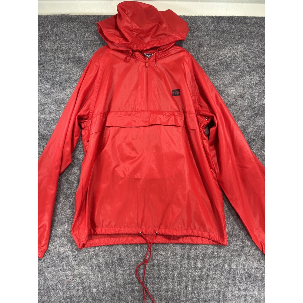 Vintage 80s Levi's Nylon Anorak Windbreaker Jacket - Vibrant Red - Men's M